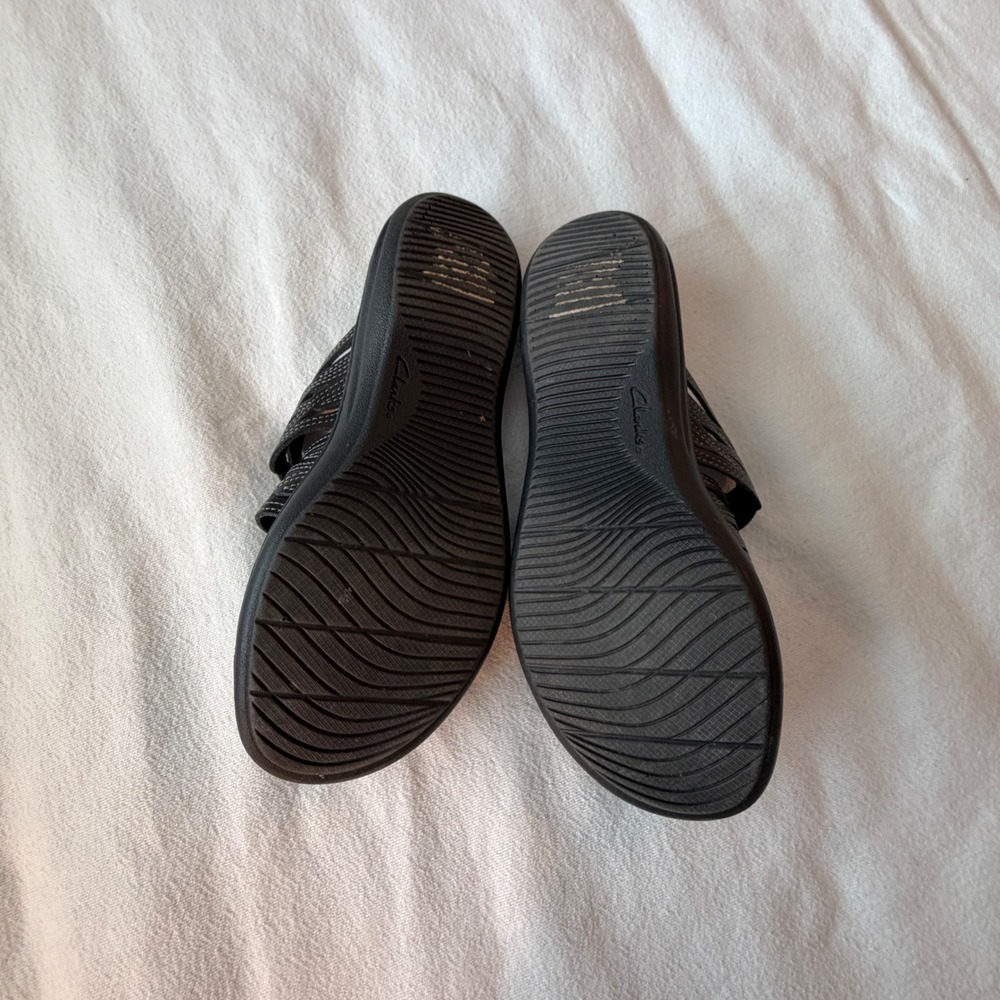 Clarks Collection Leisa Janna Black Leather Slide Sandals Womens 8.5 M - Picture 6 of 7
